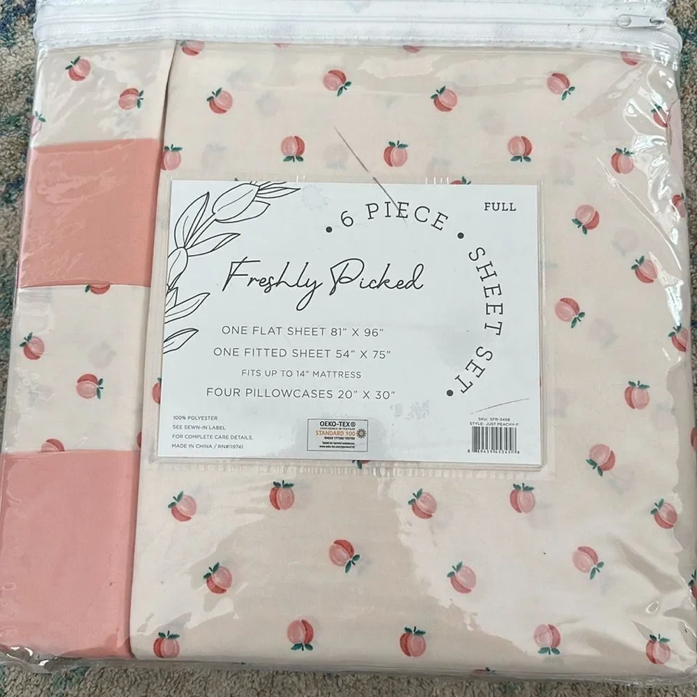 NWT Freshly picked Peach Sheet Set ~Full